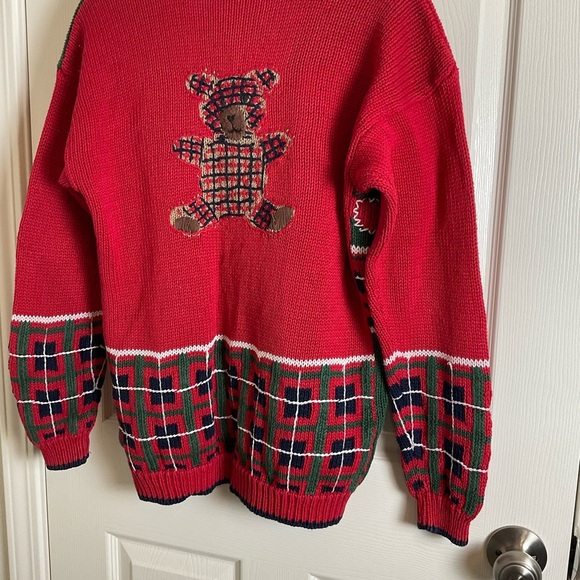 ID Distinction teddy bear and holiday motifs cardigan size small vintage 80’ - Picture 11 of 13